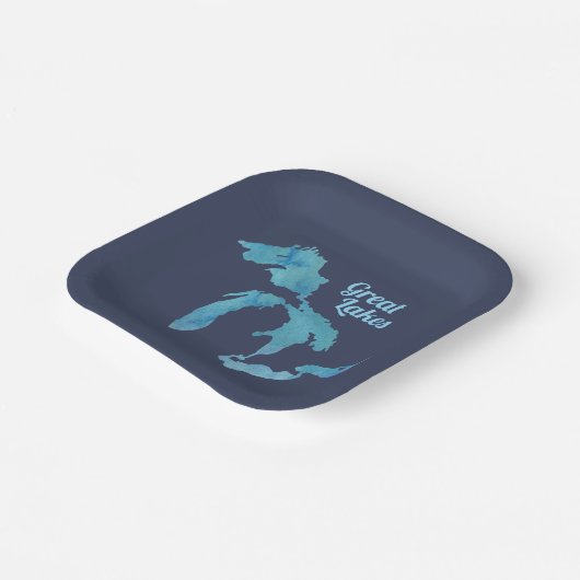 Great Lakes Map Kontur Silhouette Pappteller (Gewinkelt)