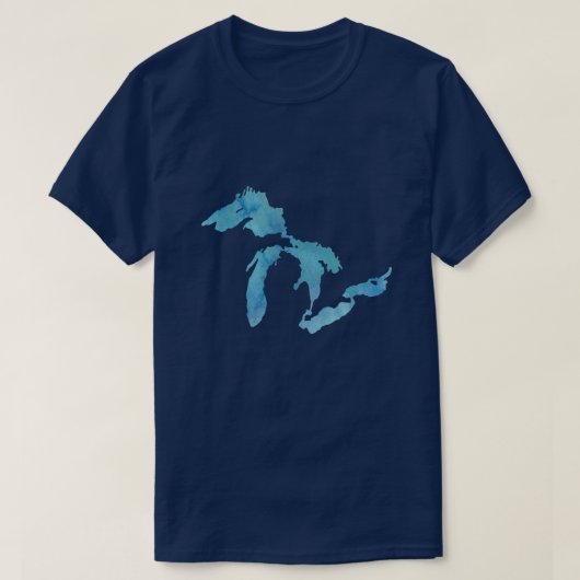 Great Lakes Map Kontur Silhouette T-Shirt (Design vorne)