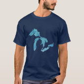 Great Lakes Map Kontur Silhouette T-Shirt (Vorderseite)