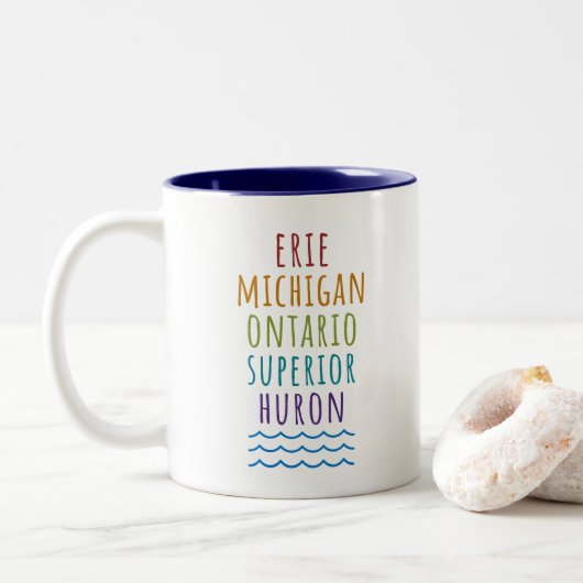 Great Lakes Mitten State Michigan Coffee Mug Zweifarbige Tasse (Mit Donut)