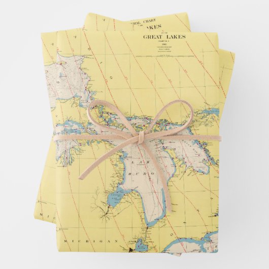 Great Lakes Nautic Chart Map Geschenkpapier Set (Beispiel)