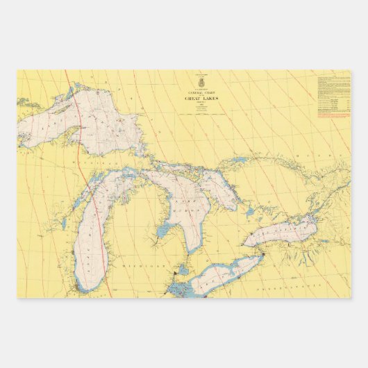 Great Lakes Nautic Chart Map Geschenkpapier Set (Vorderseite)