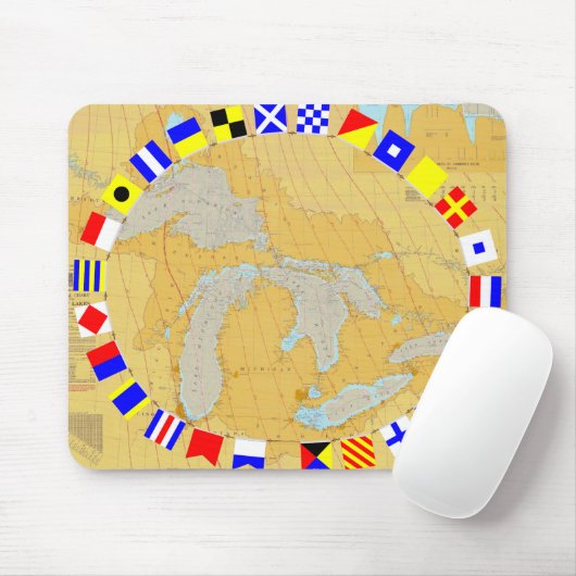 Great Lakes Seediagramm-u. Signal-Flaggen Mousepad (Mit Mouse)