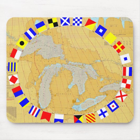 Great Lakes Seediagramm-u. Signal-Flaggen Mousepad (Vorne)