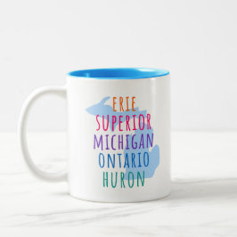 Great Lakes Simple Text Mitten State Coffee Mug Zweifarbige Tasse