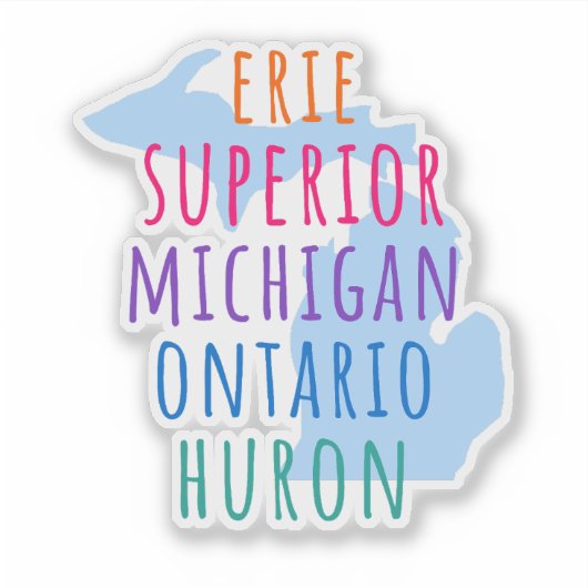 Great Lakes Simple Text Mitten State Sticker (Vorderseite)