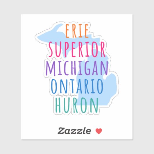 Great Lakes Simple Text Mitten State Sticker (Blatt)