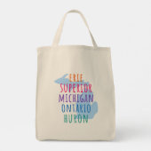 Great Lakes Simple Text Mitten State Tote Bag Tragetasche (Rückseite)