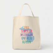 Great Lakes Simple Text Mitten State Tote Bag Tragetasche (Vorne)