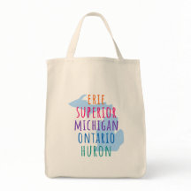 Great Lakes Simple Text Mitten State Tote Bag