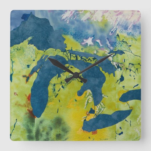 Great Lakes Wall Clock Quadratische Wanduhr (Vorderseite)
