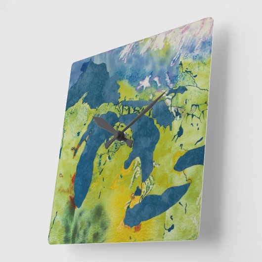 Great Lakes Wall Clock Quadratische Wanduhr (Winkel)