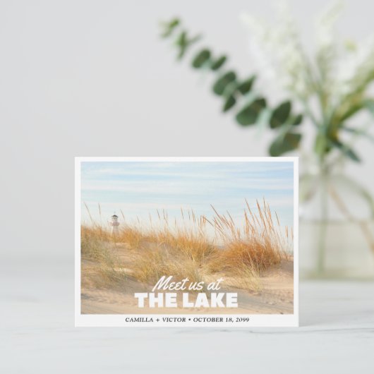 Great Lakes Wedding Save the Date Postcard Postkarte (Stehend Vorderseite)