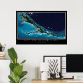 Great & Little Exuma Islands Bahamas Satellite Kar Poster (Heimbüro)