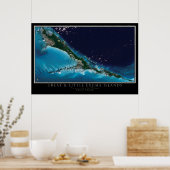 Great & Little Exuma Islands Bahamas Satellite Kar Poster (Küche)