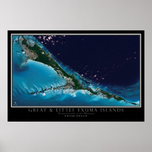 Great & Little Exuma Islands Bahamas Satellite Kar Poster (Vorne)