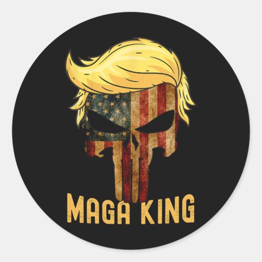 Great Maga King Shirt Donald Trump Skull Runder Aufkleber (Vorderseite)