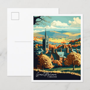 Great Malvern England Vintage Reise Illustration Postkarte