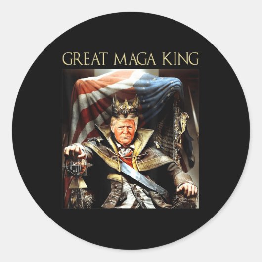 Great Mega King USA Flag Proud Ultra Maga Trump Runder Aufkleber (Vorderseite)