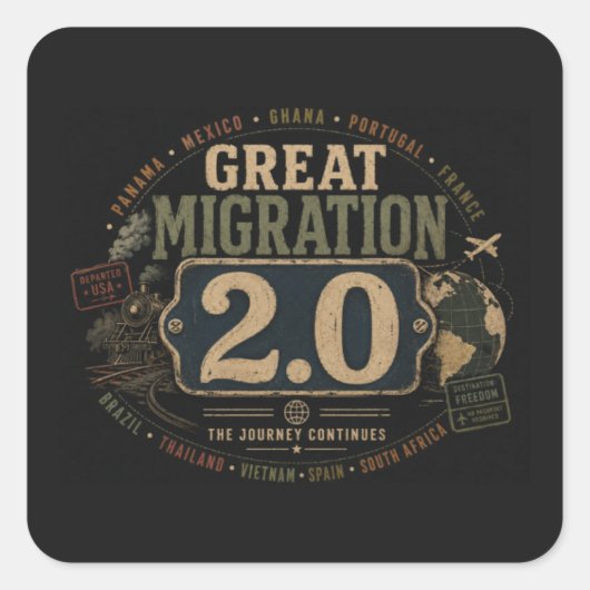 Great Migration 2.0 Quadratischer Aufkleber (Vorderseite)