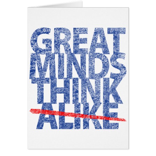 Great Minds Think Blue Text Vertikal Card (Vorne)