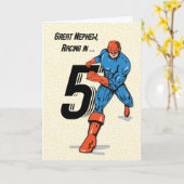 Great Nephew 5th Birthday Superhero Karte (Gelbe Blume)