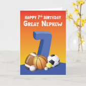 Great Nephew 7th Birthday Sports Balls Karte (Gelbe Blume)