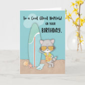 Great Nephew Birthday Beach Funny Cool Raccoon Karte (Gelbe Blume)