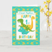 Great Nephew Dinosaur 1. Geburtstag Blau Karte (Gelbe Blume)