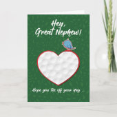 Great Nephew Golf Sports Heart Valentine Preteen Karte (Vorderseite)