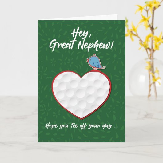 Great Nephew Golf Sports Heart Valentine Preteen Karte (Gelbe Blume)
