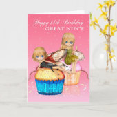 Great Niece 14. Geburtstag mit Niedlichen Fairies  Karte (Gelbe Blume)