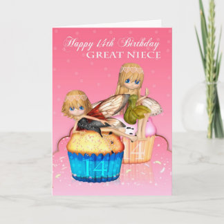Great Niece 14. Geburtstag mit Niedlichen Fairies Karte