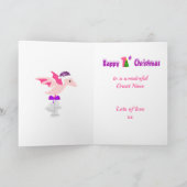 Great Niece 1 Christmas Dinosaurier Lila Karte (Innenseite)