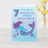 Great Niece 7. Geburtstag Funkelnd Look Mermaid Karte (Gelbe Blume)