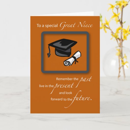Great Niece Abschluss Glückwunsch Burnt Orang Karte (Gelbe Blume)