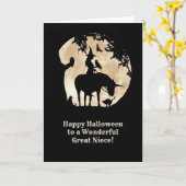 Great Niece Happy Halloween Niedliche Hexe und Tie Karte (Gelbe Blume)
