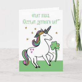 Great Niece Unicorn St. Patrick's Day Wishes Karte