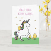 Great Niece Unicoron Osterwünscht mit Chicks Karte (Gelbe Blume)