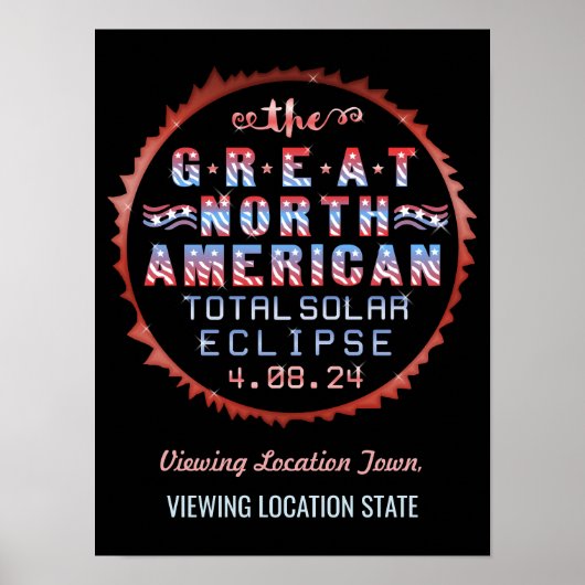 Great North American Solar Eclipse 8. April 2024 Poster (Vorne)