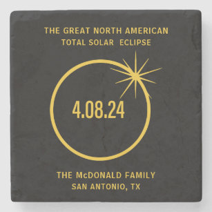 Great North American Total Solar Eclipse 04.08.24 Steinuntersetzer