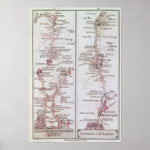Great North Road out of London, 1. Juli 1790 Poster