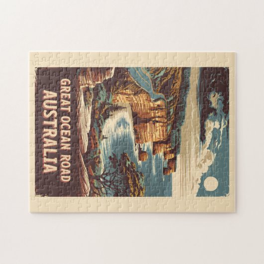Great Ocean Road Australia Illustration Travel Art Puzzle (Horizontal)