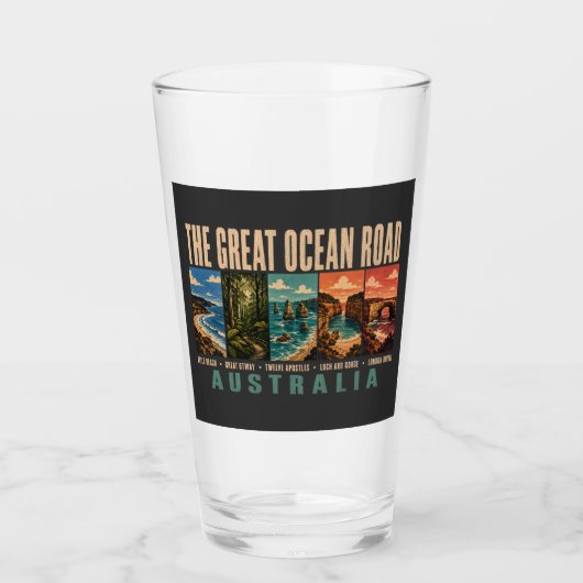 Great Ocean Road Australia Landmarks Illustration Glas (Vorderseite)
