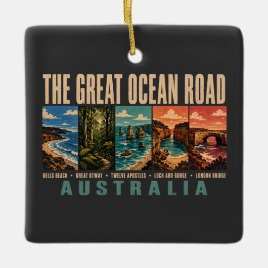 Great Ocean Road Australia Landmarks Illustration Keramikornament (Vorderseite)