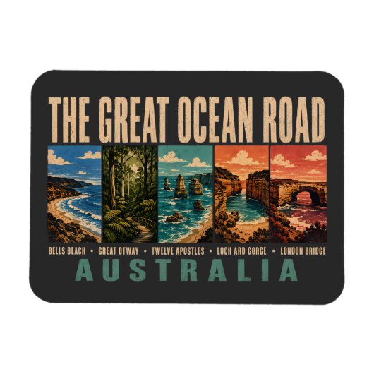 Great Ocean Road Australia Landmarks Illustration Magnet (Horizontal)