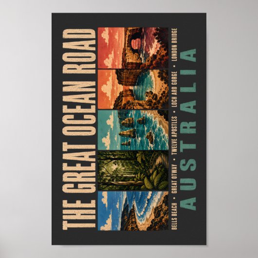 Great Ocean Road Australia Landmarks Illustration Poster (Vorne)