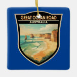 Great Ocean Road Australia Reisen Kunst Vintag Keramikornament<br><div class="desc">Great Ocean Road Vektorgrafik Design. Die Great Ocean Road ist ein australischer Nationalerbestreit entlang der Südostküste Australiens zwischen den Viktorianischen Städten Torquay und Allansford.</div>