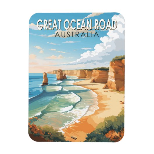 Great Ocean Road Australia Reisen Kunst Vintag Magnet (Vertikal)