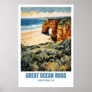 Great Ocean Road Australia Retro Travel Art P Poster